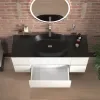 Jasmine 1300 White Fluted Wall Vanity With Black Sink Two Side Units 4 Product Image for 1300mm White Wall Hung Vanity Unit with Black Sink & Double Side Units