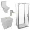 chester shower suite with 800 white floorstanding vanity and toilet