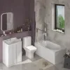chester bath suite: 600 white floorstanding vanity unit with close coupled toilet