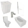 chester bath suite: 600 white floorstanding vanity unit with close coupled toilet