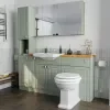 Oliver 1700 Sage Green Shaker Fitted Furniture Combination Vanity Unit_2 Side View of Oliver 1700 Sage Green Shaker Fitted Furniture Combination Vanity Unit with & Oak Countertop
