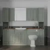 Main Product Image for Oliver 2100 Sage Green Shaker Fitted Furniture Combination Vanity Unit with Ceramic Basin, WC, Mirror Cabinet, Tallboy and Fixing Kits